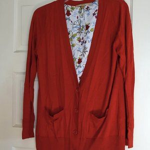Motto Rust Color Fine Gauge Boyfriend Cardigan w/ Printed Lining  Size M